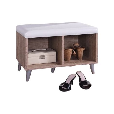 Schuhschrank SIDE mit 2 breiten Fächern, Farbe Sonoma-Eiche und Weiß.
