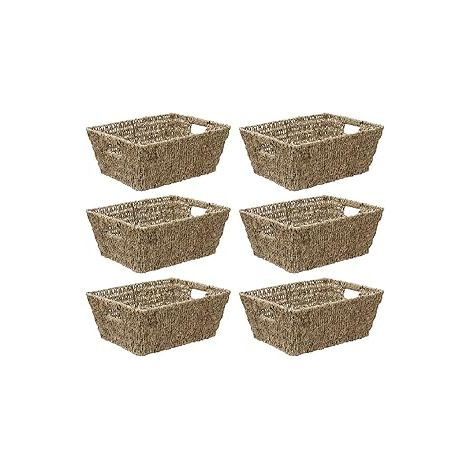 Hand Woven Seagrass Rectangular Storage Basket, Set of 6, Large (1/4)