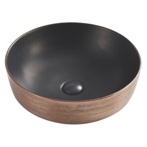 Vasque à poser ronde -41,5 cm -Noir mat et doré texturé -COPRA (1/5)