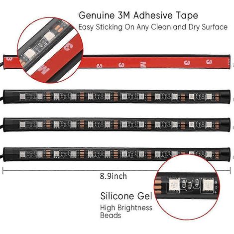 LED-Lichtleiste fürs Auto, EECOO 4-teiliges LED-Innenraumbeleuchtungs-Set mit Musikfunktion und Unterbodenbeleuchtung