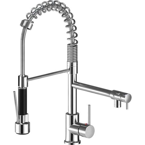 Robinet Cuisine 360° Mitigeur Avec Douchette Avec 2 PulvéRisateurs Rubinetto Lavello Cucina Extractible (1/5)