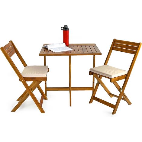 Set tavolino con 2 sedie da balcone salvaspazio in legno Melzo (1/6)