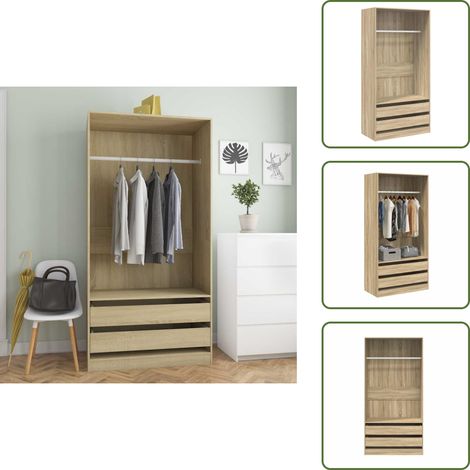 Kleiderschrank Sonoma-Eiche 100x50x200 cm Holzwerkstoff - Schreibtisch - Holzschrank - Garderobe - Kommode - Wohnzimmermöbel (1/5)