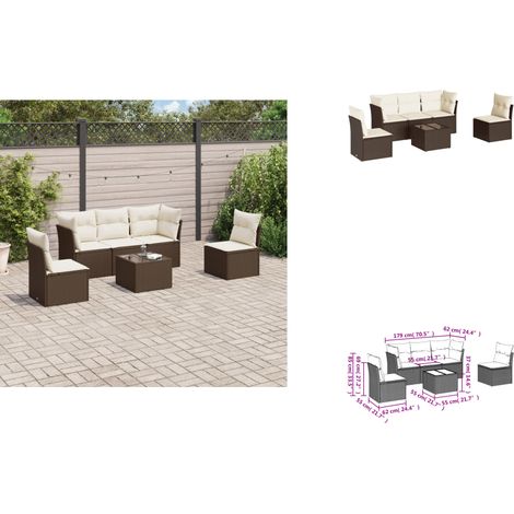 6-tlg. Garten-Sofagarnitur mit Kissen Braun Poly Rattan - Garten Sofagarnitur - Garten Sofagarnituren - Outdoor Sofagarnitur - Sofagarnitur Terrasse (1/3)