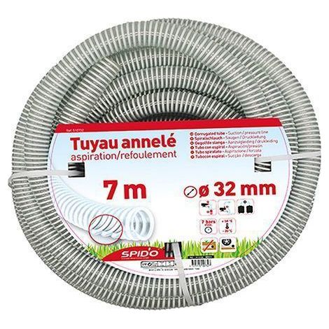 SPIDO Tuyau PVC Armé Souple – 7 m – Ø 32 mm – Flexible Renforcé à Spirales pour Aspiration et Refoulement (1/3)