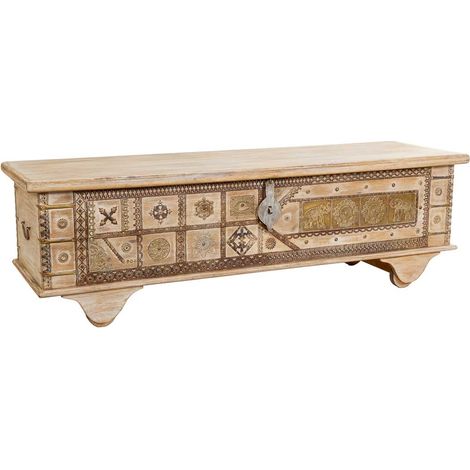 Baúl de madera artesanal beige 150x45x46h cm