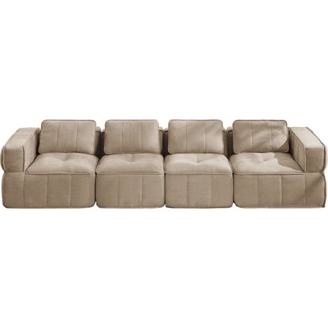 Modulares 4-Sitzer-Cloud-Sofa aus Polyester, sandfarben, 344 x 93 x 67 cm (1/5)