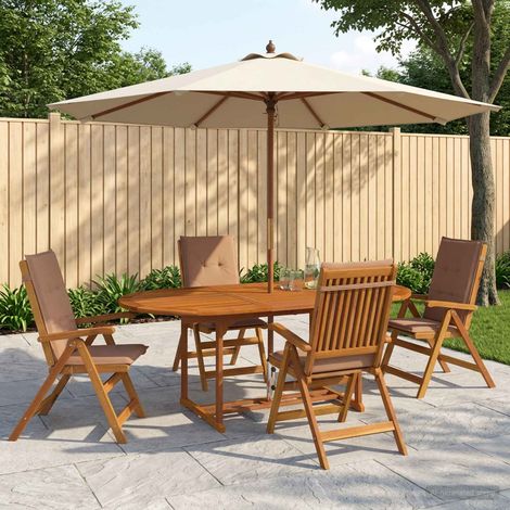vidaXL Juego de comedor de jardín de 5 piezas Natural (1/5)