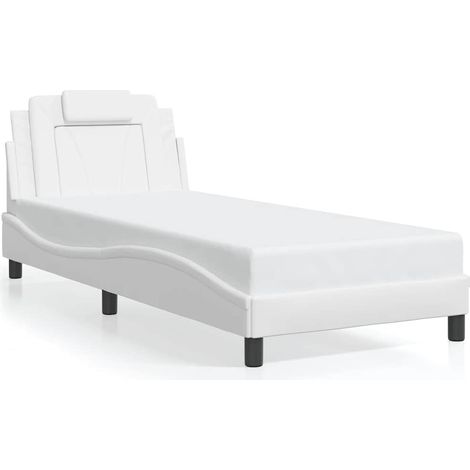 Maison Exclusive - Cadre de lit Viana sans matelas blanc 90x200 cm similicuir (1/5)