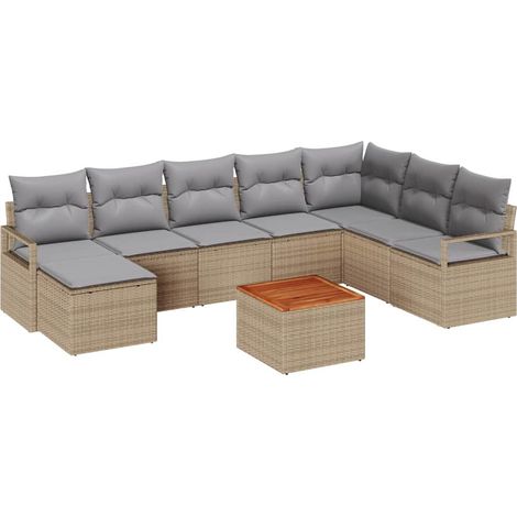 Garden Sofa Set 9 pcs Beige Poly Rattan vidaXL (1/5)