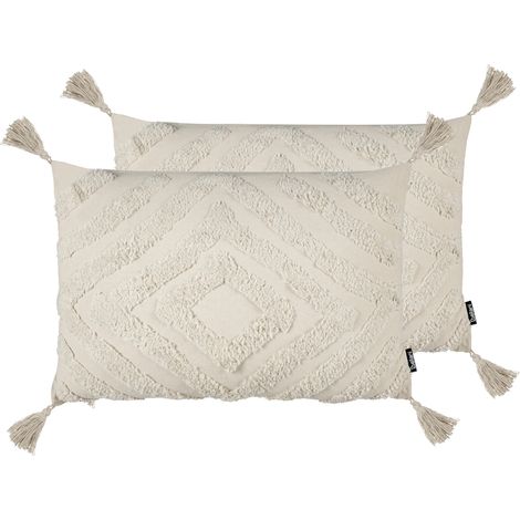 Conjunto de 2 cojines de algodón poliéster beige claro 40 x 60 cm Crataegus (1/5)