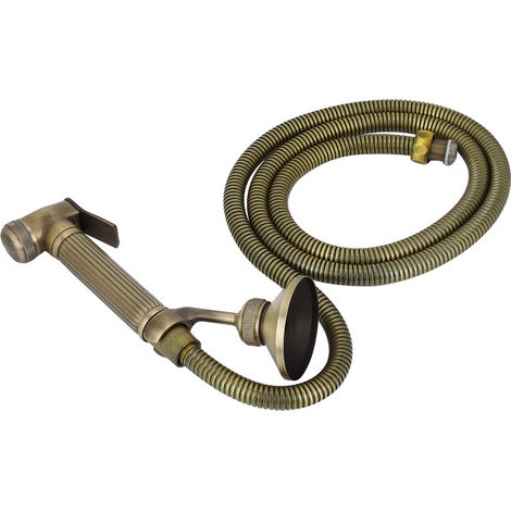 G1/2 Zoll Vintage Kupfer Hand-WC-Sitz Bidet-Sprühkopf mit Schlauch und festem Sockel Badezimmerzubehör (1/5)