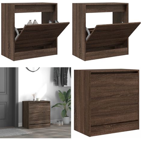 Schuhschrank Braun Eichen-Optik 60x34x63,5 cm Holzwerkstoff - Schuhschrank - Schuhregal - Holzwerkstoffmöbel - Garderobe - Einbauschrank - Home & Living