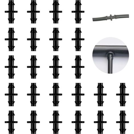 Ulisem200 pezzi connettori per irrigazione a goccia, connettori a barbe per irrigazione a goccia adatti a tubi da 4/7 pollici, giunti di irrigazione dritti (diametro: 6,7 mm) (1/4)