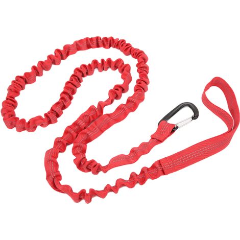 Corde de remorquage robuste flexible amortissement mousqueton design accessoires camion extérieur vélo rouge (1/5)