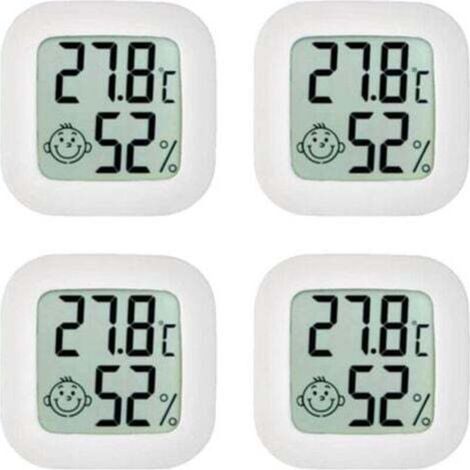 Lot de 4 thermomètres d'ambiance, mini thermomètre, hygromètre, hygromètre de température de haute précision avec icône d'air de confort pour cuisine, chambre de bébé, serre, entrepôt, bureau (1/4)