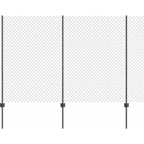 Grillage rouleau,Clôture en Chaîne avec 20 Poteaux U Gris 1,5x10 m Acier CFW3424466 (1/3)