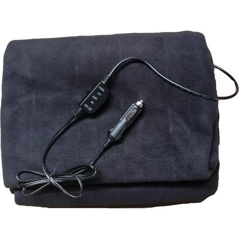 Car Electric Heated Blanket, RV Heated Fleece 12 Volt Heated Travel Blanket, for Cold Weather Kits Cozy Bed Warmer (Black) (1/5)
