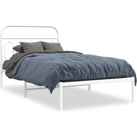 Maison Exclusive - Bettgestell mit Kopfteil Metall Weiß 100x200 c (1/5)