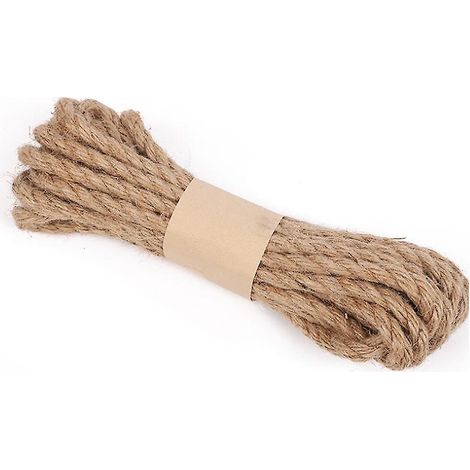 Corde en jute et chanvre de 1 cm d'épaisseur - 10 m / 32 pieds - Corde naturelle polyvalente pour les loisirs créatifs, les griffoirs pour chats et le jardinage (1/5)