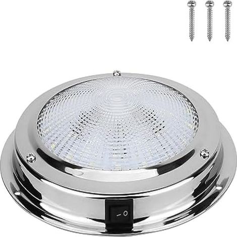 Projecteur LED marin 12 V pour cabine, interrupteur à bascule 5,5 pouces, montage en surface, acier inoxydable argenté (1/5)