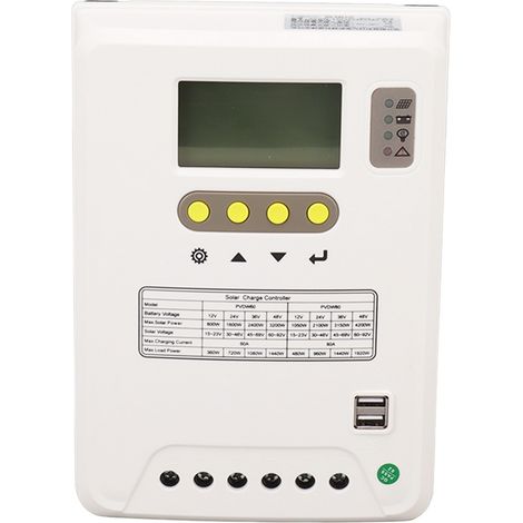 Régulateur de charge solaire PWM 12V 24V 36V 48V 60A avec écran LCD, activation batterie lithium, contrôleur de panneau solaire (1/5)
