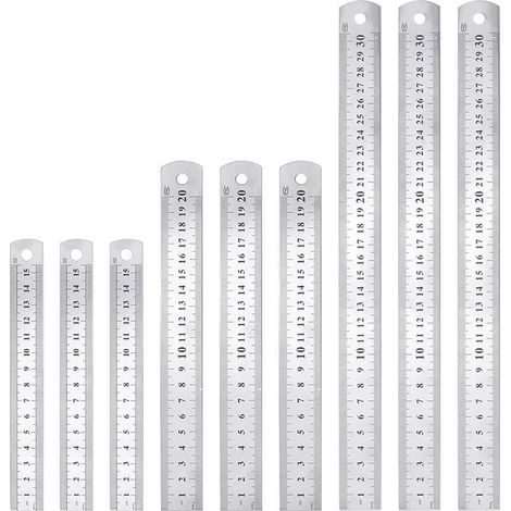 PCS Edelstahl-Lineal 15 cm 20 cm 30 cm Doppelseitiges Metalllineal Langlebiges rostfreies Schreinerlineal für Schüler, Ingenieure, Architekten und Lehrer (1/5)