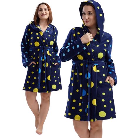 Bata de forro polar para mujer con capucha abrigada Vienetta 1XL (1/5)