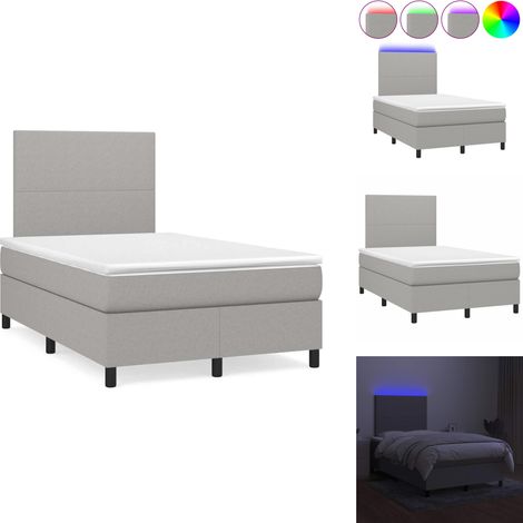 Sommier à lattes de lit matelas LED gris clair 120x190 cm tissu - Sommier Tapissier - Matelas LED - Literie - Chambre À Coucher - Chambre (1/5)