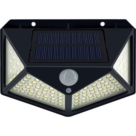 Lampe Solaire Extérieur 100 LED, Détecteur de Mouvement, Lumière Solaire Etanche éclairage Solaire, IP44 Lampe de Sécurité sans Fil lampe mural pour Jardin, Lot de 2