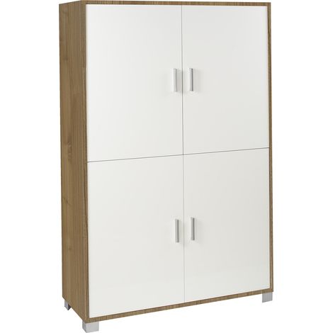 Mobile Multiuso 4 Ante 107x162x41 cm Noce Stelvio/Bianco Fiammato (1/3)