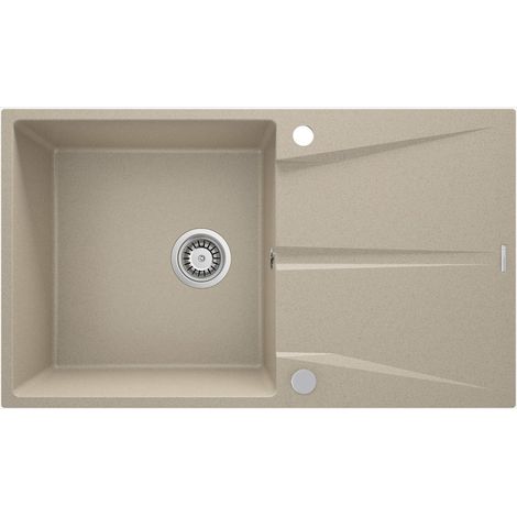 Lavello cucina in granito con 1 vasca e gocciolatoio 86x50 cm sabbia - Drax