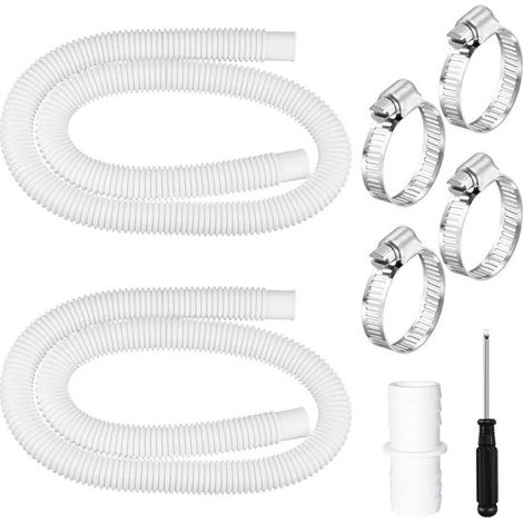 Dailygoods，Manguera para piscina de 32 mm，2 piezas de 150 cm，Manguera para bomba de piscina，Conector de manguera，Clips de seguridad (1/5)