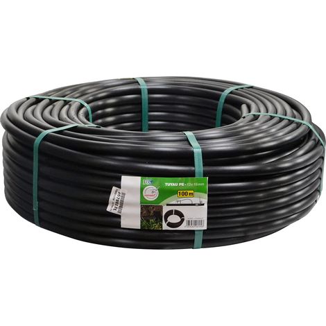 Jardibric – Tuyau arroseur goutte à goutte 100 m – Polyéthylène noir Ø 13 x 16 mm – Non prépercé pour personnalisation – Couronne pratique