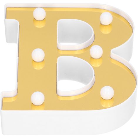 Lampe en forme de B dorée, alphabet anglais innovant, idéale pour la décoration de la maison, des bars, des clubs et des fêtes (blanc chaud). (1/5)