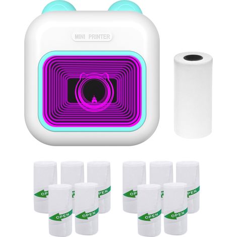 Imprimante thermique portable poche instantanée LED 7 couleurs étiquettes BT 5.1 Android iOS M10 57x25mm 200dpi 1200mAh