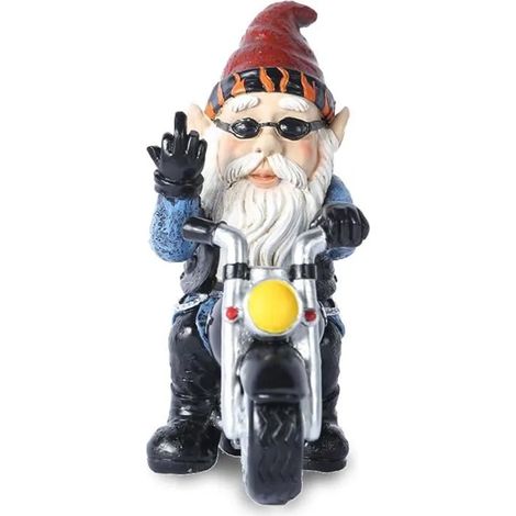 Nain de Jardin - Motard - Résine Étanche - Pour Extérieur - 14 cm (1/5)