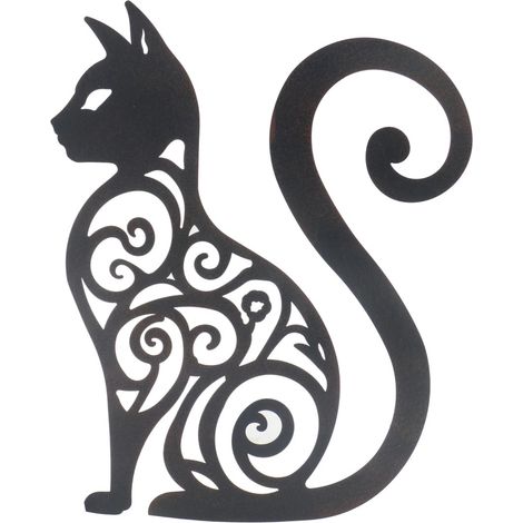Ornamento da parete con gatto etnico, figura decorativa in metallo, regalo vintage moderno per la casa