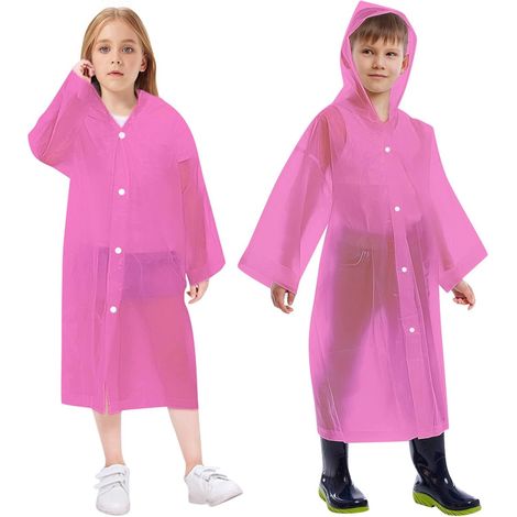 Poncho de Pluie Imperméable pour Enfant, Réutilisable EVA Imperméable Enfant Capuchon Vêtements de Pluie, Pour voyage, randonnée, Va à L'école, Equitation, Taille Unique (1/5)