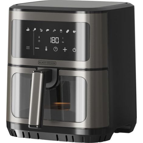 BLACK+DECKER, Friggitrice ad aria, 6.5 L, 1600 W, 8 programmi, Display touch