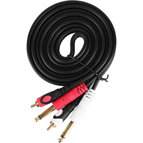 Câble audio pour guitare avec interface 2RCA vers double jack mâle 6,35 mm (1/5)