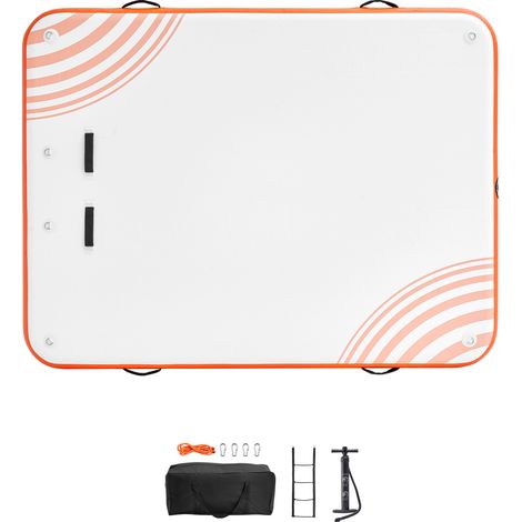 Mophorn Aufblasbares Schwimmdock, 2,44 x 1,83 m, rutschfeste Wasserplattform, tragbare Tragetasche und abnehmbare Leiter, Floß für Pool, Strand, Meer