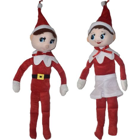 Bambola di pezza lui e lei elfo decorazioni per albero di natale decorazione H40 addobbi set da 2 natalizie idea regalo bambini (1/5)