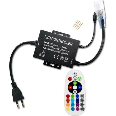 LED Lighting Télécommande RF 24 touches pour bandes LED RVB 5050 SMD Noir (1/5)