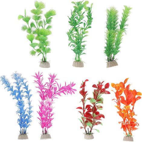 Plantes aquatiques artificielles, 7 pièces, Simulation de décoration d'aquarium en plastique pour le bureau et la maison