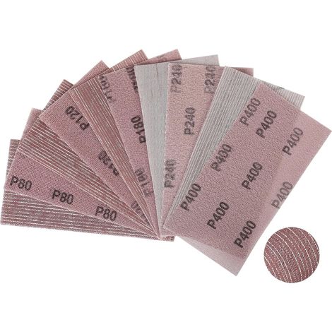Treillis Feuilles Abrasive 115x230mm, 25 Pièces Papier a Poncer 80/120/180/240/400 Grains Abrasives Papier pour Ponceuse Vibrante Polir et Enlever La Rouille (1/5)