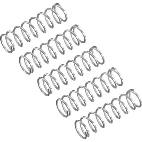 5 - Ressort De Compression - Acier Inoxydable 304 - Extrémités Fermées Pour Force Stable - Réparations Et Projets Mécaniques - Argenté - 3mm X 10mm