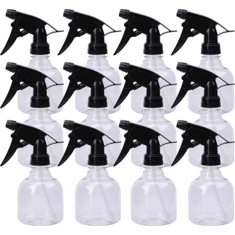 Filiyano-Lot de 12 flacons pulvérisateurs en verre transparent et en plastique vides avec gâchette pour jardinage. (1/3)