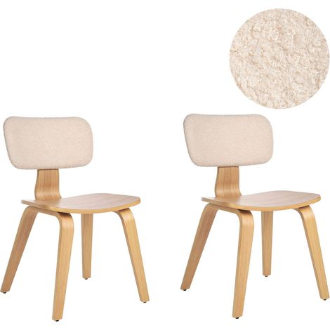 Set of 2 Dining Chairs LUCINDA Wood Light Brown (1/5)