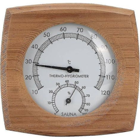 Thermomètre/hygromètre d'intérieur en bois 2 en 1 pour sauna (1/4)